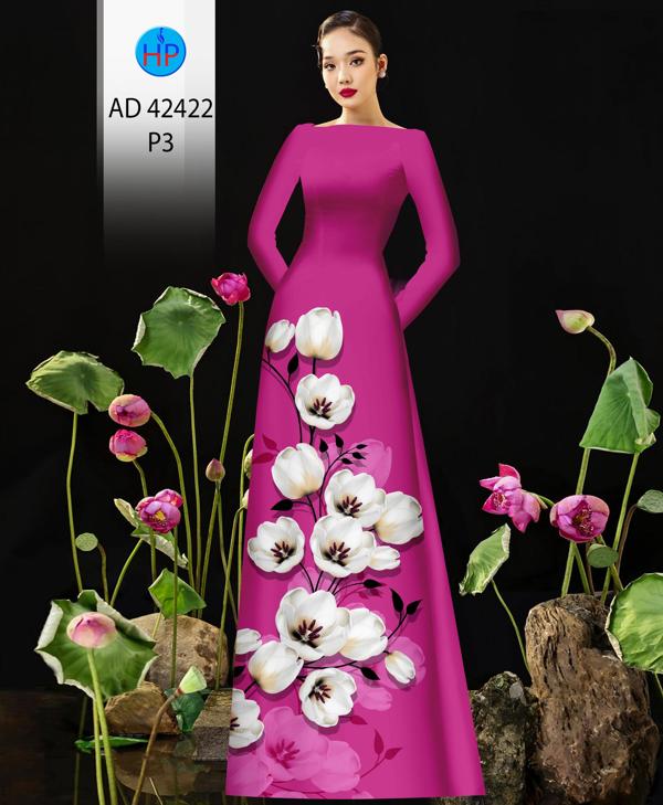 Vải Áo Dài Hoa In 3D AD 42422 5
